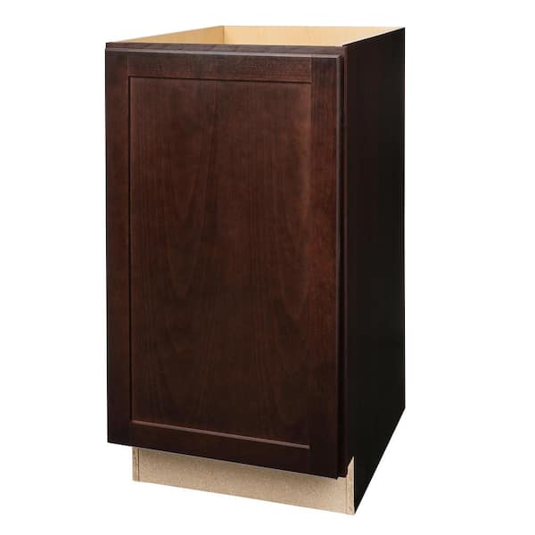 Hampton Bay Shaker 18 in. W x 24 in. D x 34.5 in. H Assembled Pull Out Trash Can Base Kitchen Cabinet in Java