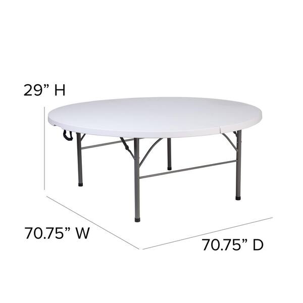 70 75 In Granite White Plastic, Round Plastic Folding Table Home Depot