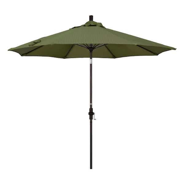 California Umbrella 9 ft. Fiberglass Collar Tilt Patio Umbrella in Terrace Fern Olefin