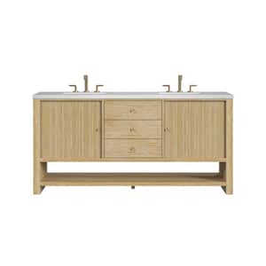 Marigot 72.0 in. W x 23.5 in. D x 36 in. H Bathroom Vanity in Sunwashed Oak with Arctic Fall Solid Surface Top