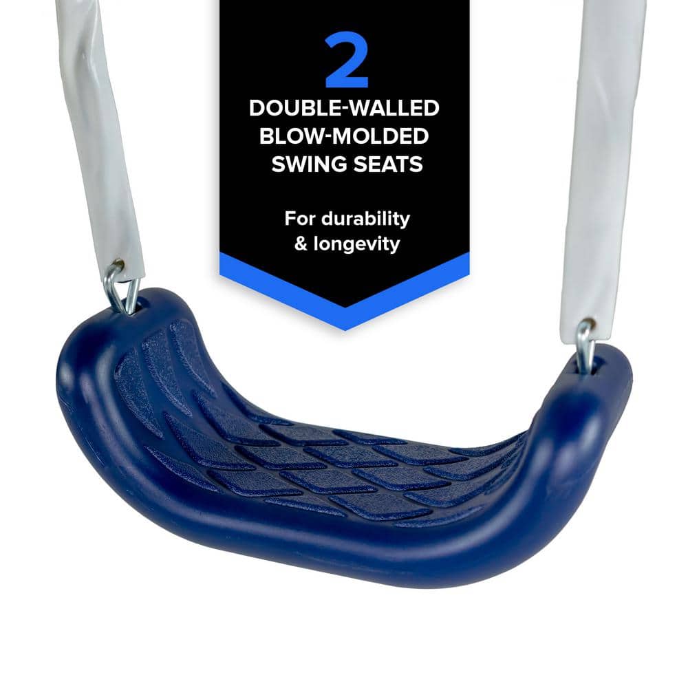 Sportspower Blue and Yellow Metal Swing Set with Slide and Teeter-Totter
