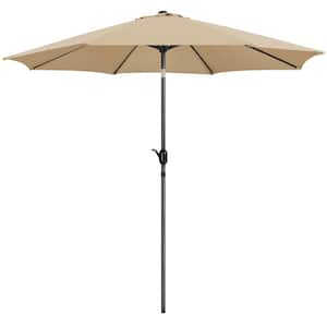 10 ft. 8 Ribs Market Umbrella wtih Push Button Tilt Patio Umbrella and Crank in Tan