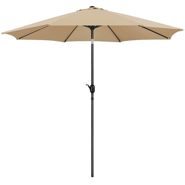 Yaheetech 10 ft. 8 Ribs Market Umbrella wtih Push Button Tilt Patio Umbrella and Crank in Tan