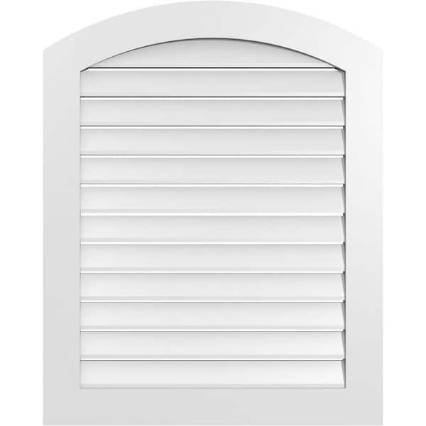 Ekena Millwork 32" x 38" Arch Top Surface Mount PVC Gable Vent: Non-Functional with Standard Frame
