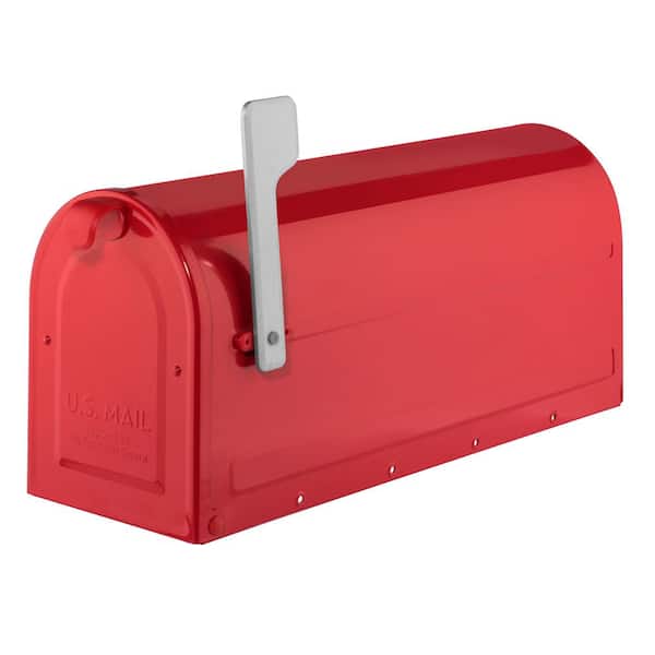 MB1 Post Mount Mailbox Red with Silver Flag MB1 Post Mount Mailbox Red with Silver Flag
