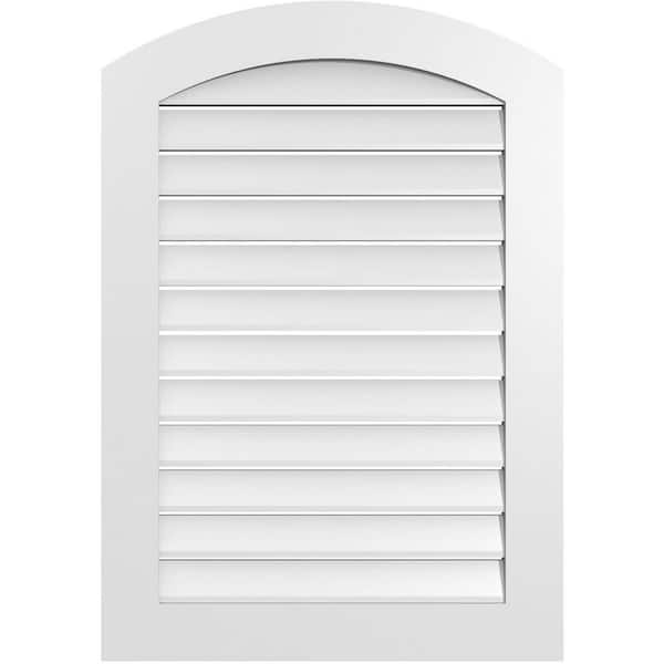 Ekena Millwork 28 in. x 38 in. Arch Top Surface Mount PVC Gable Vent: Decorative with Standard Frame