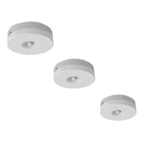 3 in. Battery Operated LED White Motion Sensor Rechargeable Bright White 3000K Under Cabinet Puck Light (3-Pack)