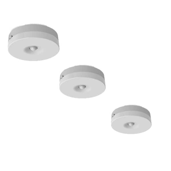 Feit Electric 3 in. Battery Operated LED White Motion Sensor Rechargeable Bright White 3000K Under Cabinet Puck Light (3-Pack)