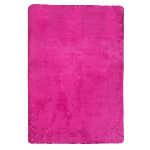 Context Pink 3 ft. x 5 ft. Bunny Ultra-Soft Gray Area Rug