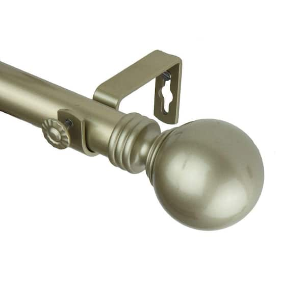 Rod Desyne 120 in. - 170 in. 1 in. Globe Single Curtain Rod Set in Light Gold