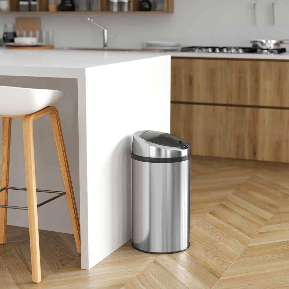 8 Gallon Brushed Stainless Steel Touchless Trash Can