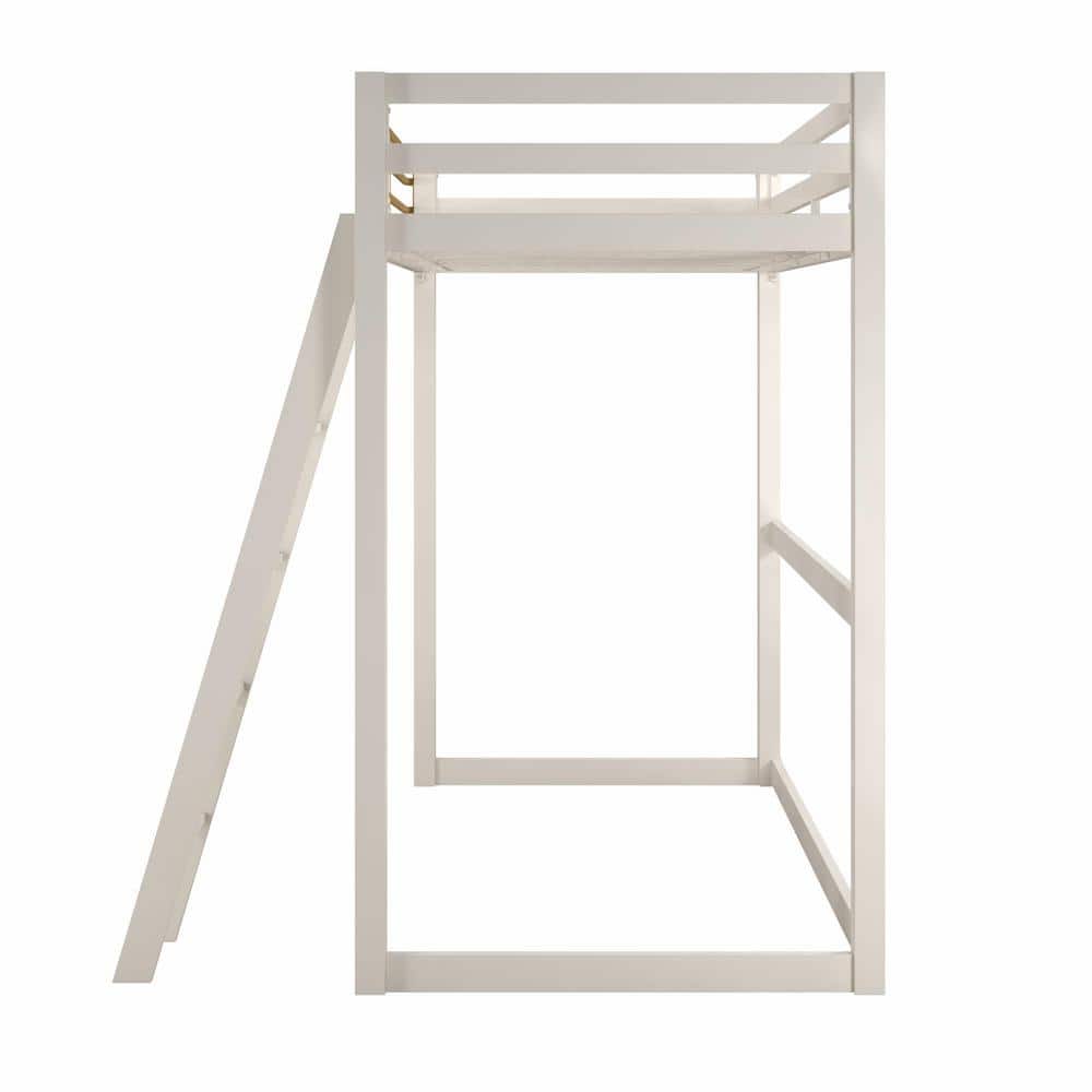 White and Gold Twin Metal Loft Bed with Headboard
