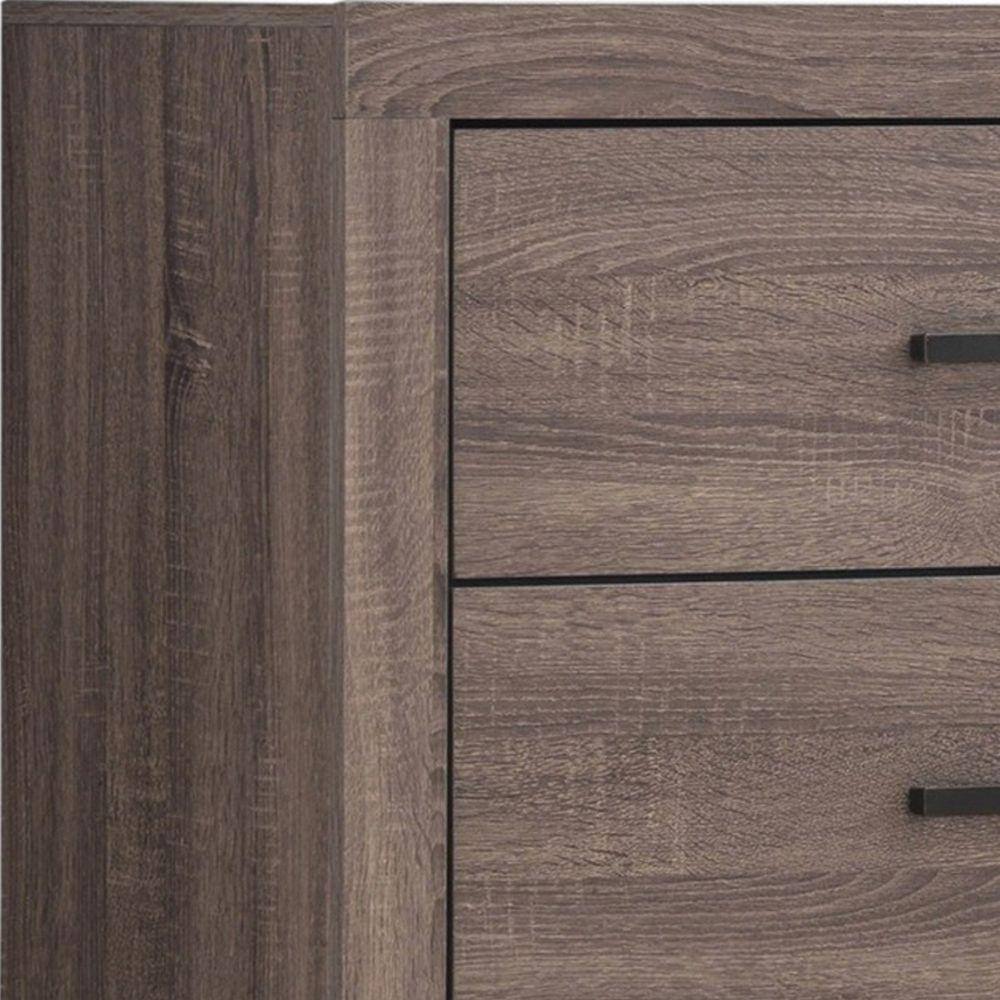 Elegant Brown 5-Drawer Wood & Metal Chest with Vertical Design