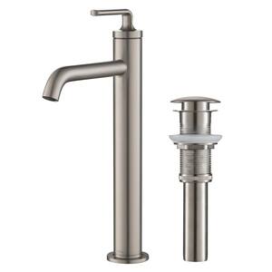 Ramus Single Hole Single-Handle Vessel Bathroom Faucet with Matching Pop-Up Drain in Spot Free Stainless Steel