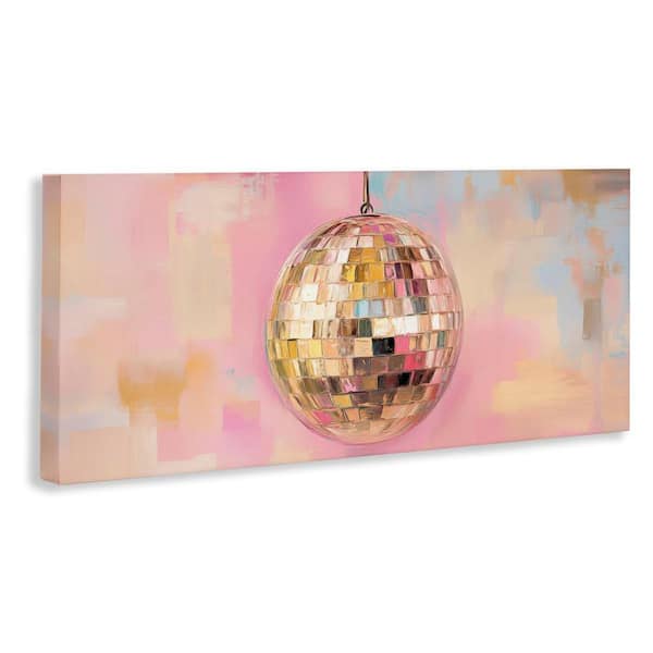 Gold Hued Disco Ball by Nini Art Unframed Music Graphic Art Print 20 in. x 48 in.