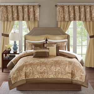 Cadence Brown Polyester Queen Comforter Set