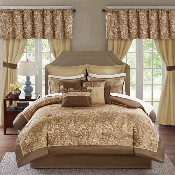 MADISON PARK ESSENTIALS Cadence Brown Polyester King Comforter Set