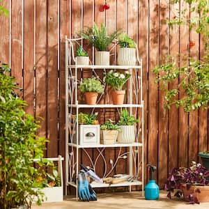 52 in. H 4-Tier White Rectangular Metal Shelf Plant Stand or Storage Rack Kits and Accessories