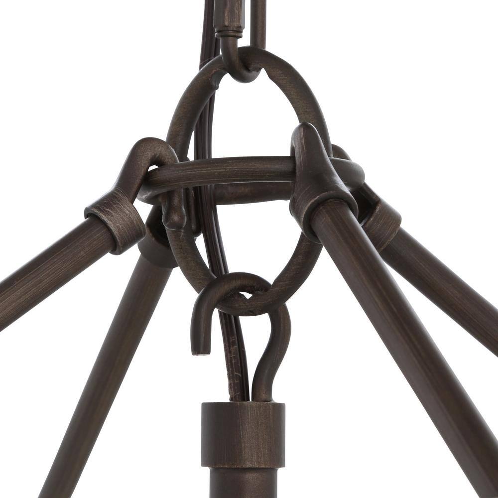 Contemporary Beveled Cage 6-Light Bronze Chandelier with Clear Glass