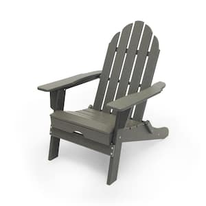 Balboa Gray Folding Patio Plastic Adirondack Chair (2-Pack)