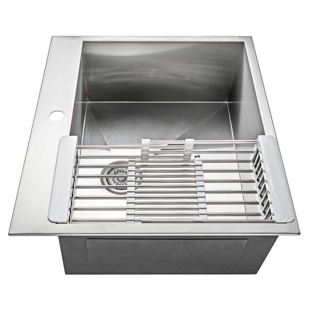 Brushed Stainless Steel Single Bowl Kitchen Sink with Tray