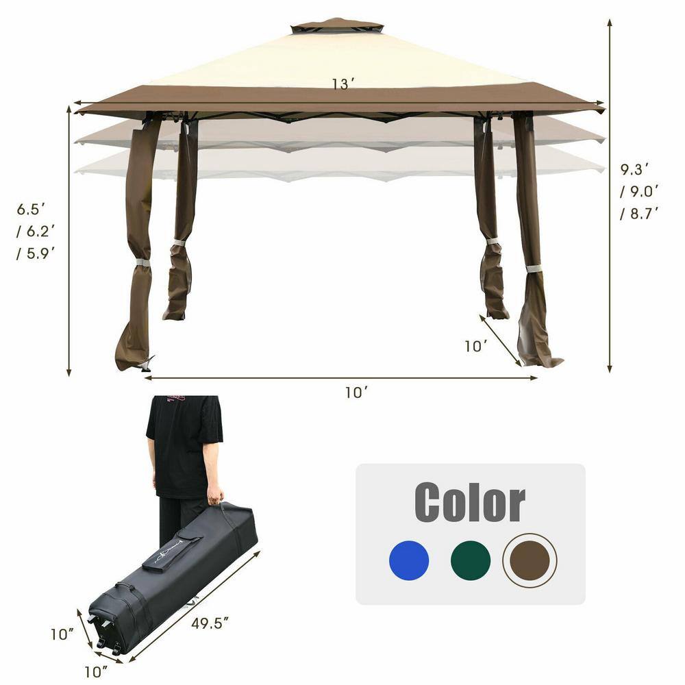 13' x 13' Brown and Beige Outdoor Folding Canopy Tent