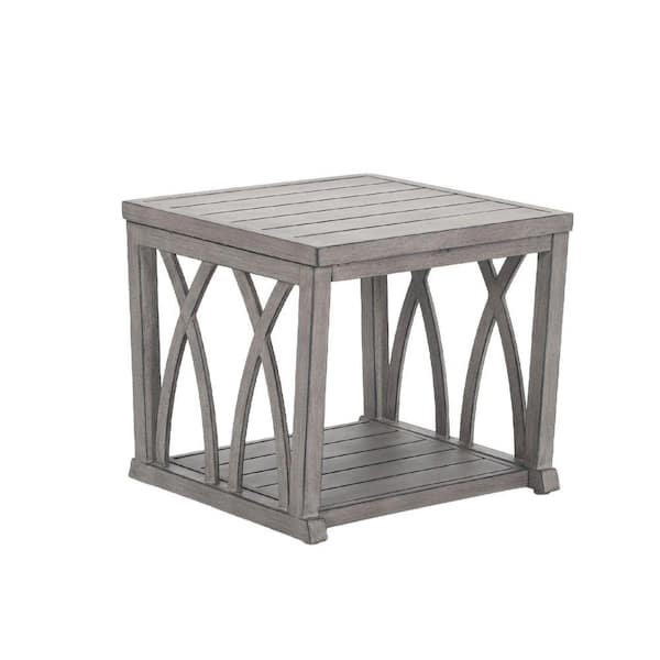 Gray 20 in. Rectangular Aluminum Outdoor Side Table, All-weather 2