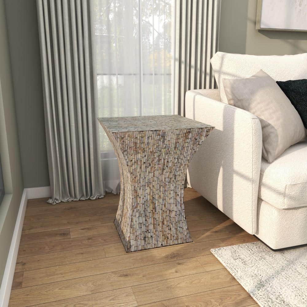 Pearl Inlay Hourglass Accent Table 15"x19" - Multicolor