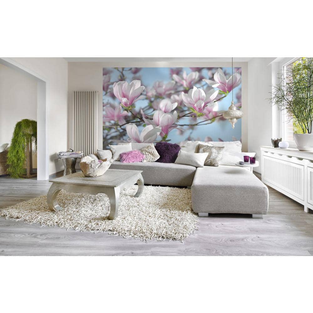 Pink Magnolia Bloom Self-Adhesive Recyclable Paper Wall Mural