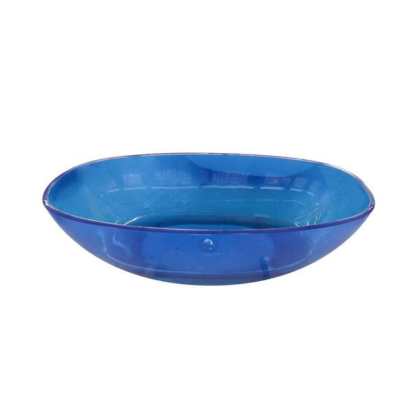 Abruzzo 65 in. x 29.7 in. Soaking Bathtub Composite Solid Surface Flatbottom Bathtub Transparent Freestanding in Blue Sky