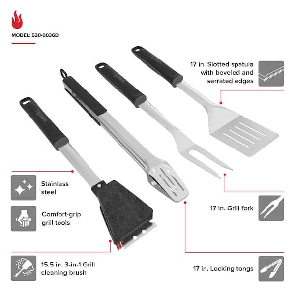 4 Pieces Grill Stainless Steel Tool Set