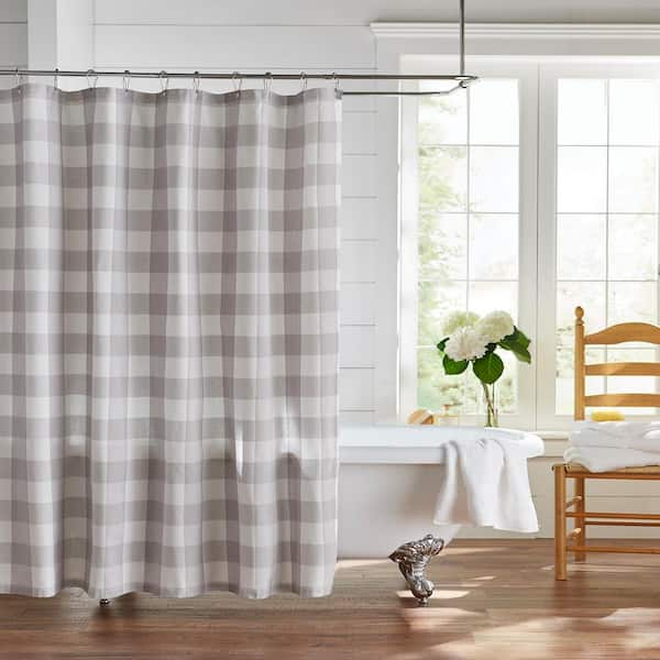 Elrene Farmhouse Living Buffalo Check 72 in. W x 72 in. L Gray/White Shower Curtain