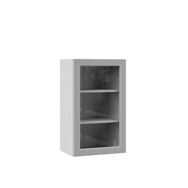 Designer Series Melvern Assembled 18x30x12 in. Wall Kitchen Cabinet with Glass Door in Heron Gray
