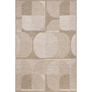 Inara Abstract Geometric Tan 5 ft. x 8 ft. Indoor/Outdoor Area Rug