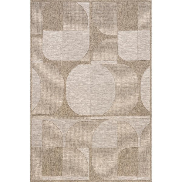 nuLOOM Inara Abstract Tan 8 ft. x 11 ft. Geometric Indoor/Outdoor Area Rug