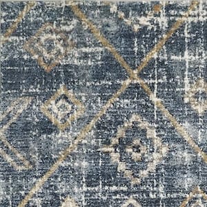 Carlisle Blue/Ivory/Gold 2 ft. 2 in. X 7 ft. 7 in. Geometric Indoor Area Rug