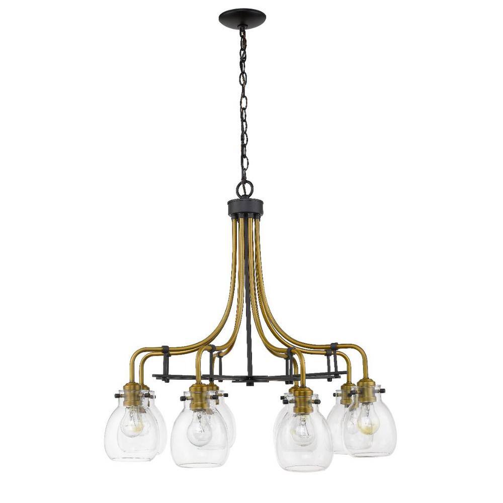 Kraken 28'' Industrial Clear Glass & Olde Brass Chandelier