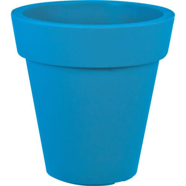 Unbranded Mela 15 in. Dia Round Blue Plastic Planter