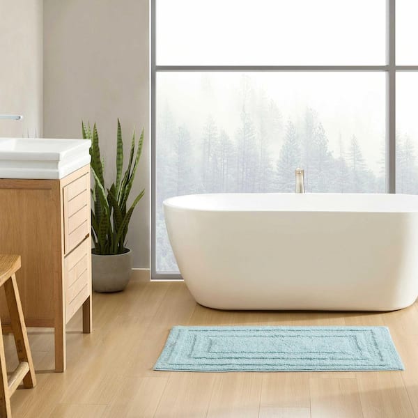 Eddie Bauer Logan 1-Piece Turquoise Blue 100% Cotton 24 x 40 Bath Rug