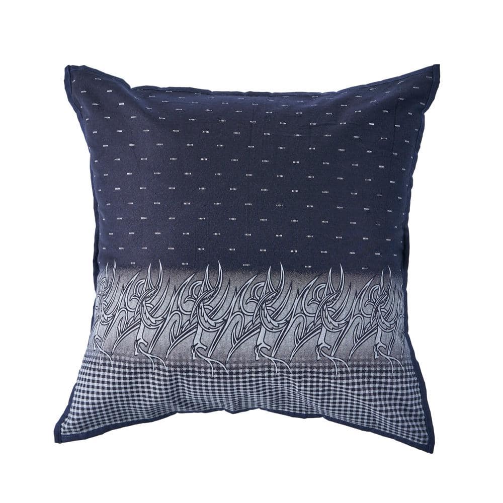 Clair Navy Blue and White Plaid Cozy Poly-fill 20 in. x 20 in. Decorative I