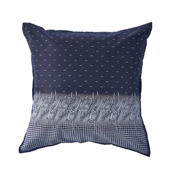Unbranded Clair Navy Blue and White Plaid Cozy Poly-fill 20 in. x 20 in. Decorative Indoor Throw Pillow