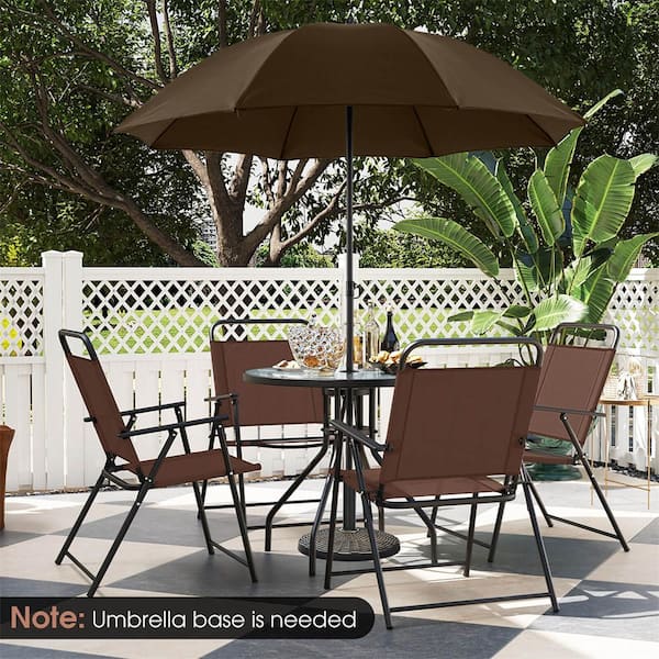 Costway 6-Piece Steel Outdoor Dining Set and Umbrella