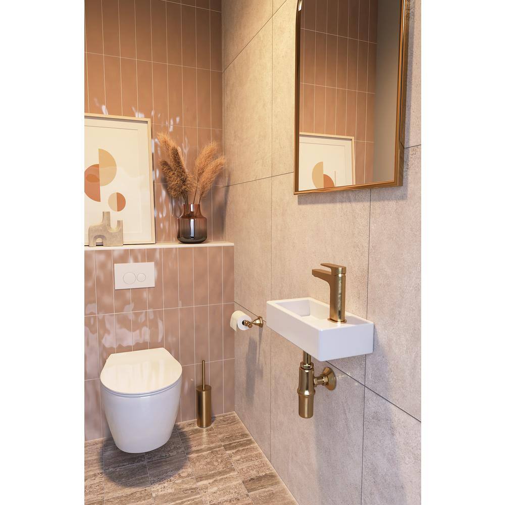White Ceramic Rectangular Wall Mount Bathroom Sink