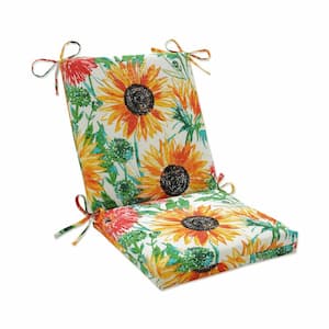 Bright Floral 18 in. W x 3 in. H Deep Seat, 1-Piece Chair Cushion and Square Corners in Yellow/Green Sunflowers