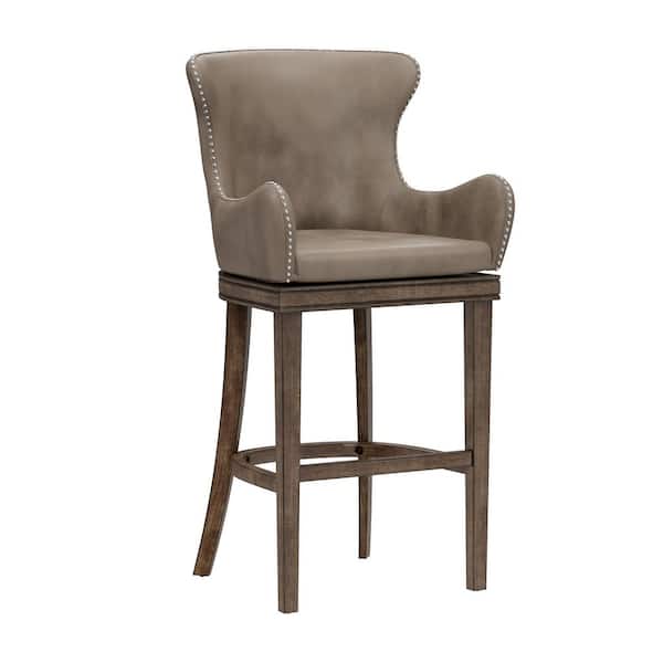 Hillsdale Furniture Caydena 30 in. Rustic Gray and Taupe Memory Return Swivel Bar Stool