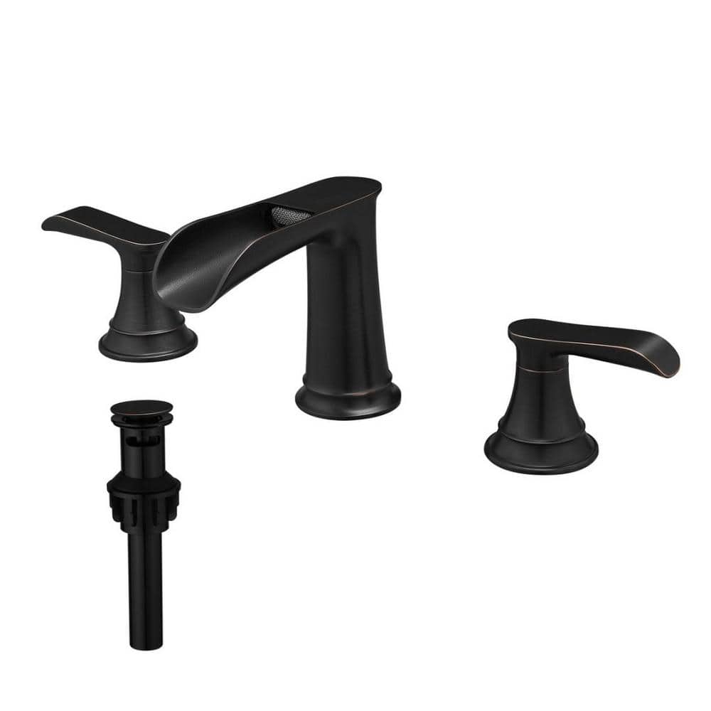 8 in Widespread Deck-Mounted Double Lever Handle Bathroom Sink Faucet 3 Hol