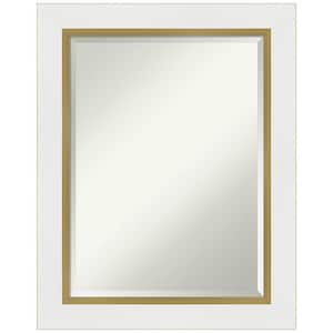 Medium Rectangle Satin Gold MetallicWhite Beveled Glass Modern Mirror (29.25 in. H x 23.25 in. W)