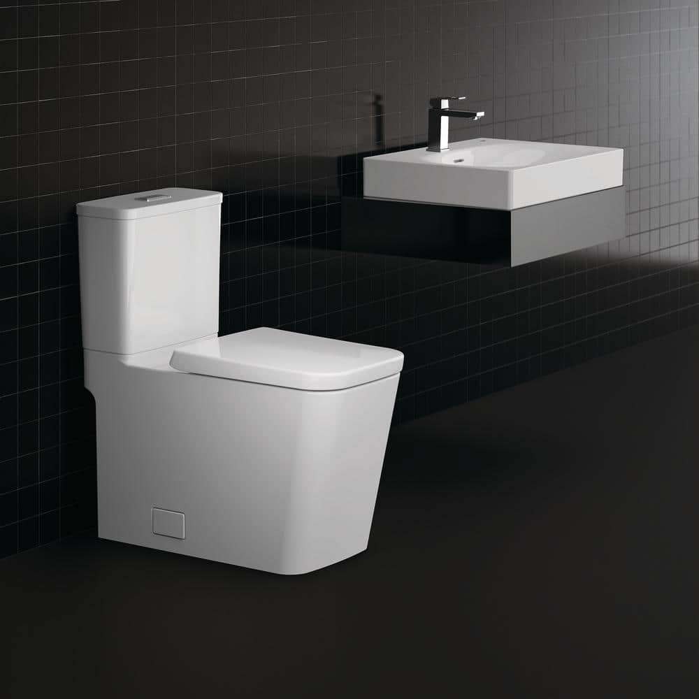 GROHE Eurocube 2-piece 1.28/1.0 GPF Dual Flush Elongated Toilet in Alpine  White, Seat Included 39661000 - The Home Depot