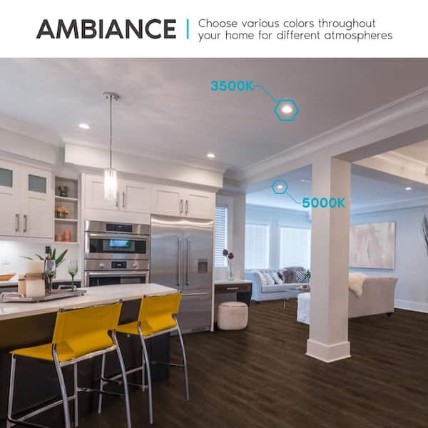 Maxxima 5 In. And 6 In. Retrofit Square Recessed Anti-Glare LED Downlight, Black Trim, 1200 Lumens, 5 CCT 2700K-5000K