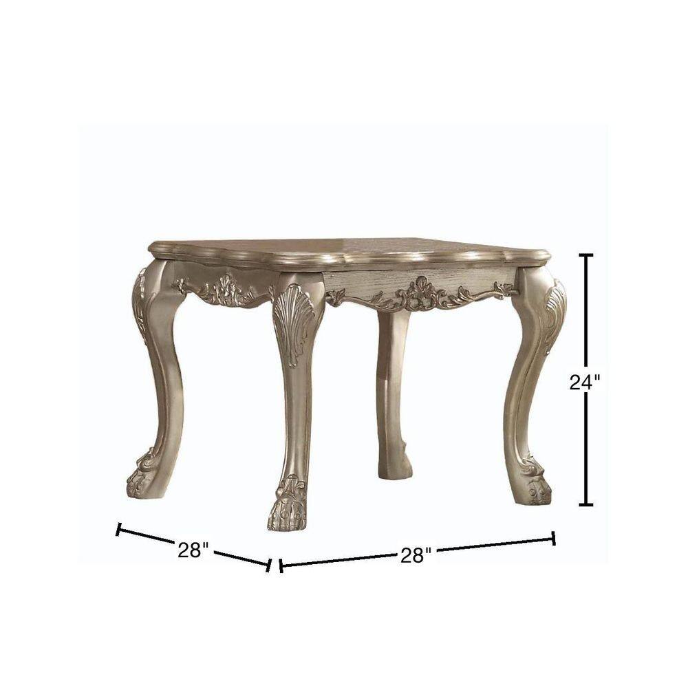 28" Gold Patina Wood Veneer Rectangular End Table